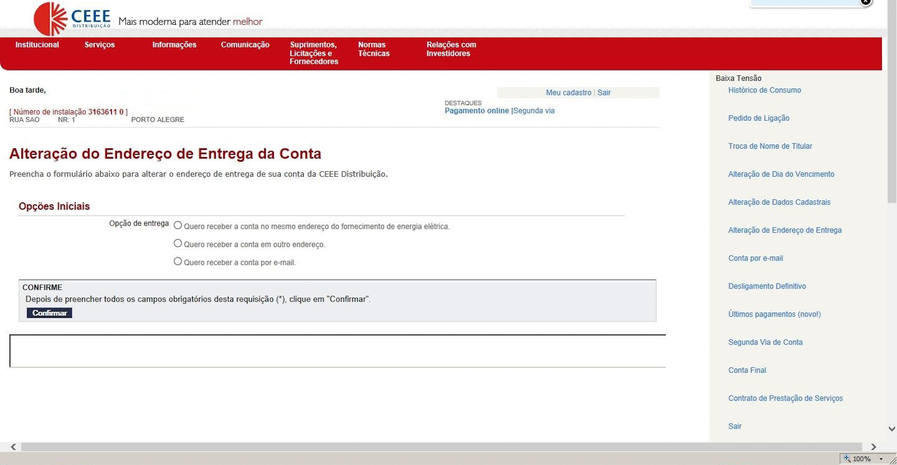 Conta de energia elétrica